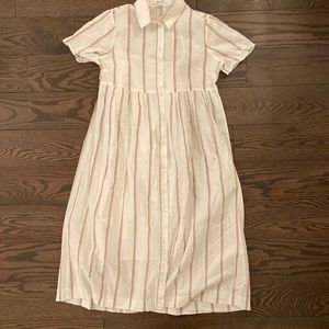 Madewell White Striped Cotton Dress
